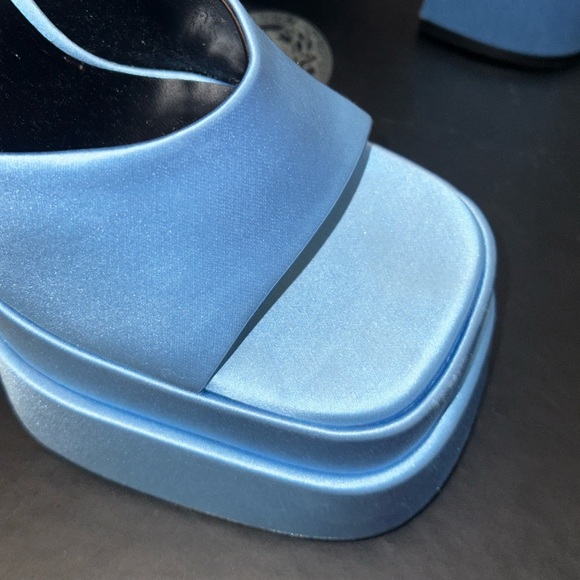 Used Once Versace Blue Medusa Aevitas Platform Heeled Sandals Size 37 - Picture 6 of 16
